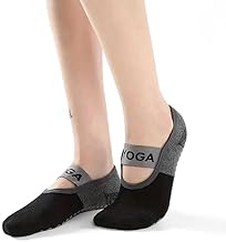 TYAGY Non-Slip Yoga Socks for Women with Grips, Straps, Ideal for Pilates, Pure Barre, Ballet, Dance, Barefoot Workout, Grip Walking, Jogging, Office and Home (Multicolor)(1 Pair)