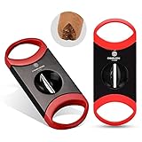 CIGARWONG Cigar Cutter Stainless Steel V-Cut Cigar Cutter Double Cut Blade Sharp with Gift Box