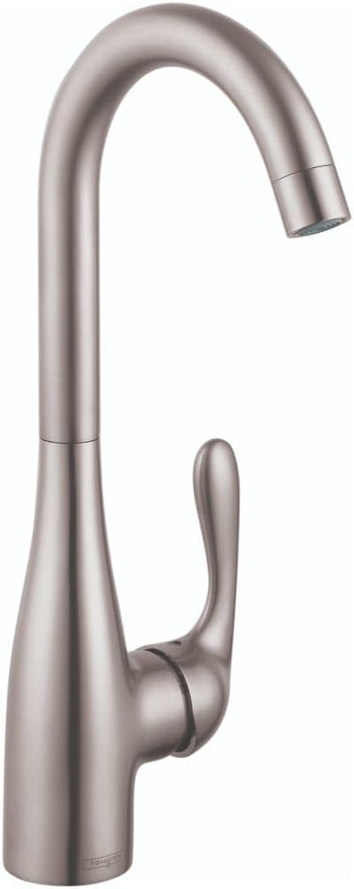 hansgrohe Allegro E Stainless Steel Bar Kitchen Faucet, Bar Sink Faucet Single Hole, Faucet for Kitchen Sink, Stainless Steel Optic 14801801