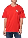 True Religion Men's High Density Letter Tee, Washed Red, XL