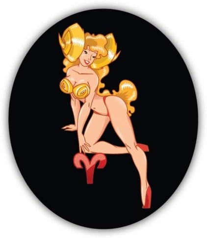 Aries Horoscope Sign Sexy Vinyl Sticker Decal for Bumpers Windows Cars Laptops Lockers Bycicles | 4