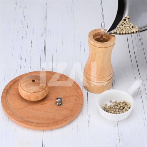 Kit C/2 Moedores de Temperos Pimenta Sal Sementes Cozinha Culinário Frasco de Madeira Ajustável Moag