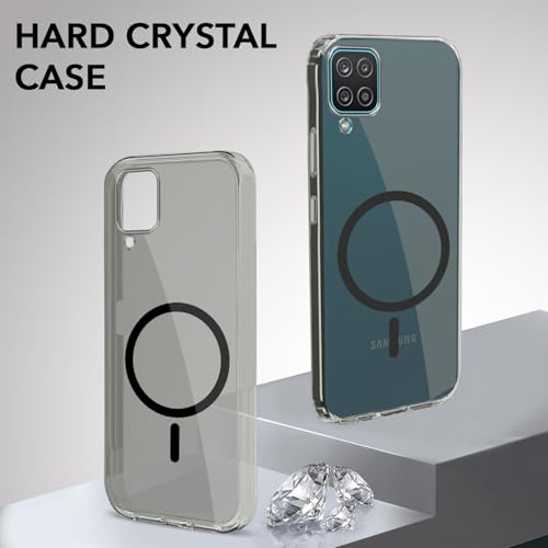 Image of Jkobi Lifetime Anti-Yellow MagSafe Compatible Clear Back Cover Case for Samsung Galaxy A12 (Sleek Hard Crystal | Shockproof and Camera Protection)