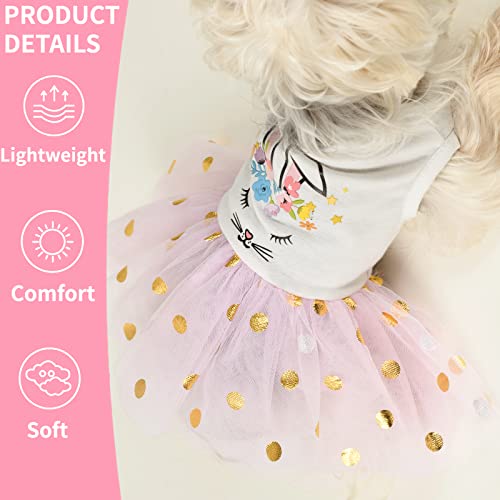 Dog Easter Dress, Rabbit Pet Dog Outfit, Polka Dots Lace Tutu Dog Clothes For Small Dogs Girl, Cat Apparel, Pink, Small #TOP3