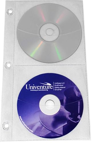 Univenture 4 Disc Half Binder CD/DVD Page - Pack of 50