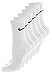 NIKE Dri-Fit Classic Cushioned Crew Socks 6 PAIR White with Black Swoosh Logo) LARGE 8-12