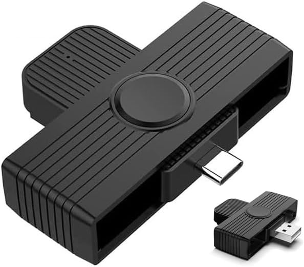 Khazna USB Smart Card Reader, Portable CAC Smart Card Reader, Universal Access Card Adapter for (CAC/Electronic ID/IC Bank/Health Insurance Card Compatible with Windows XP/Vista/7/8/11, Mac OS