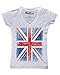 Shop4Ever Vintage Union Jack British Flag Women's V-Neck T-shirt United Kingdom Flag Shirts SLIM FIT