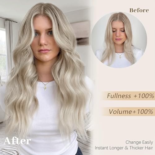 Hair Extensions Clip in 4pcs Pearl Blonde Hair Extension Long Wavy Full Head Clip in Hair Extension Synthetic Fiber Hair Pieces for Women - Image 2