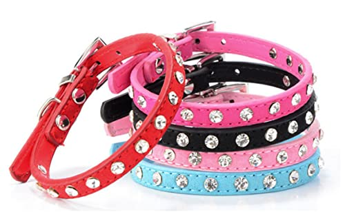 Hotlion Rhinestone Dog Collar Cute Crystal Diamond Cat Collar Soft Suede Leather Kitten Puppy Collars For Small Medium Pets Pink Xs #TOP4