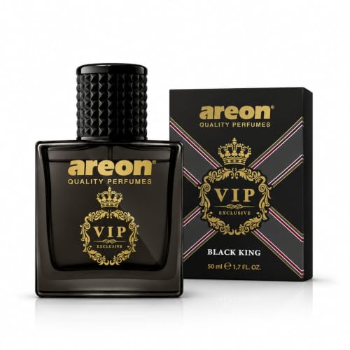 Image of AREON Black King Black Car Perfume Spray - 1.7 Fl Oz Glass Bottle Air Freshener - Long-Lasting Fragrance for Car Interior - Premium Auto Air Freshener - Elegant Scent (50ml)