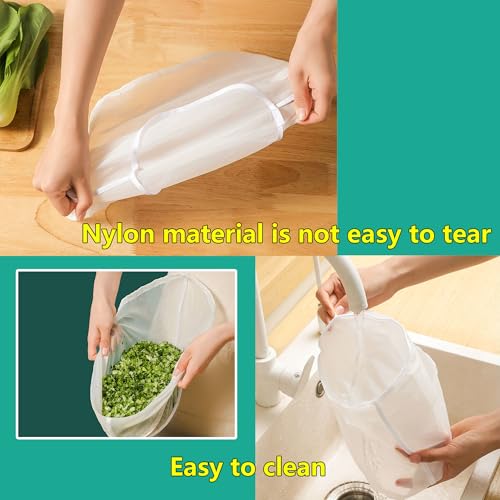 Hayaww 4 Stück Nussmilchbeutel Schüsselform Feinmaschiges Filterbeutel mit Kordelzug KäSetuch Abseihtuch Passiertuch Wiederverwendbar für Käse Fruchtsaft Mandel Joghurt Wein Tofu Kaffee (A)