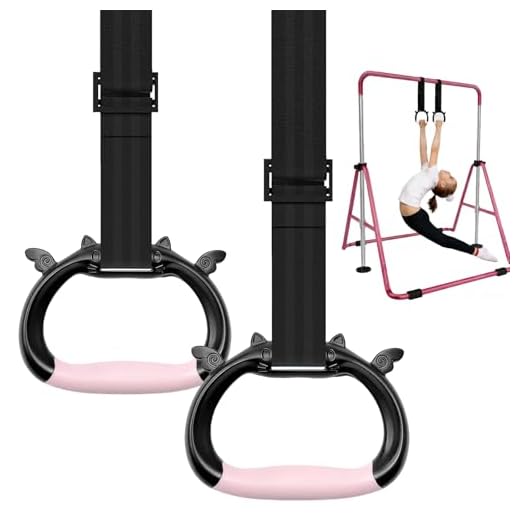 Csoalpo Gymnastics Rings for Kids, Professional Adjustable Extended Straps, 550 lbs Weight Capacity, Featuring Premium Non-Slip Grip Design, Suitable for Indoor/Outdoor Strength and Fitness Training.
