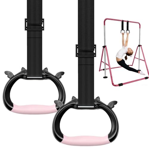 Csoalpo Gymnastics Rings for Kids Professional Adjustable Extended Straps 550 lbs Weight Capacity Featuring Premium Non-Slip Grip Design Suitable for Indoor/Outdoor Strength and Fitness Training.