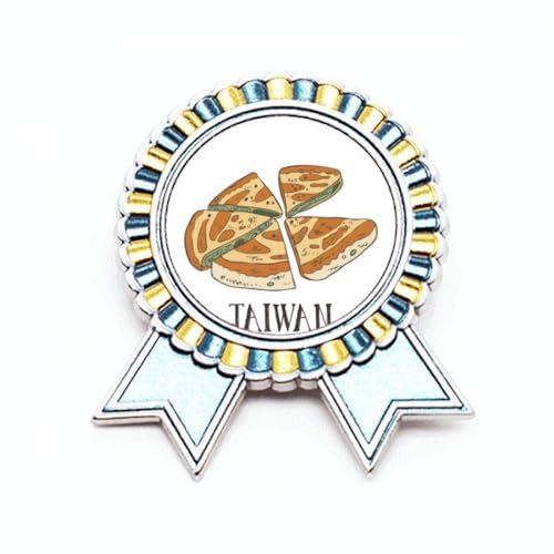 Broche de voyage Art déco pizza Taiwan en métal pour personnaliser un sac