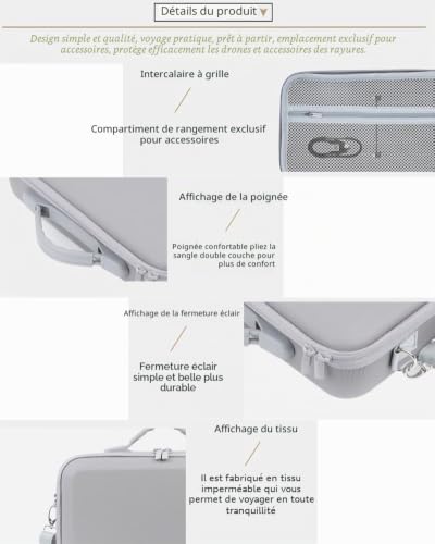 Lokyoyo Étui de transport compatible avec DJI Neo 2 et manette RC 2, sac de rangement de protection portable en PU pour accessoires de drone Neo 2 – vue 6