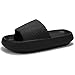 Produktbild incarpo Unisex Badeschuhe Damen Slides Sandalen Hausschuhe Herren Sommer Garten Badelatschen rutschfest Plattform Badeschlappen Schwarz,EU 44/45