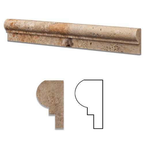 Rustic Gold Travertine Honed 2 X 12 Og-1 Chair Rail Molding - Standard Quality - Box Of 15 Pcs #TOP22
