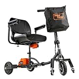 SuperHandy Passport Plus Mobility Scooter - Foldable 3 Wheel, Aluminum Frame, Airline Friendly, 11 Mile Range, 2 Removable 48V Lithium Batteries & Charger, Supports 330 Lbs