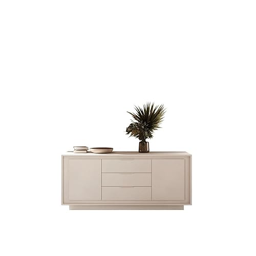 Web Convenienza Madia con 2 Ante e 3 Cassetti Made in Italy – Credenza Contenitore Collezione Sky per Soggiorno Cucina Ingresso Sala da Pranzo Mobile Design moderno originale - Cashmere - 2 Ante e 3 Cassetti - Cashmere