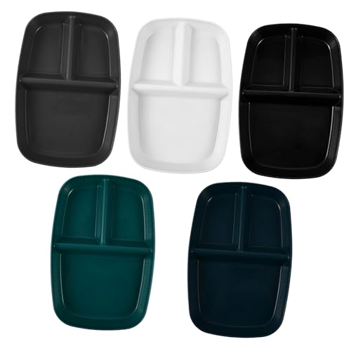 Healifty 5 pezzi Piatti Divisi per Porzioni in PP Resistente Vassoi da Portata Riutilizzabili Nero Bianco Grigio Blu Scuro Verde Scuro per Controllo Dieta e Alimentazione Riutilizzabile