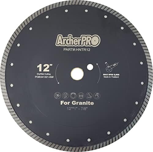 Archer PRO 12" in. Narrow Turbo Rim Diamond Blades for Cutting Granite, Stone, Masonry, Counter-top slabs