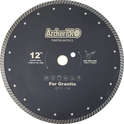 Archer Pro 12" In. Narrow Turbo Rim Diamond Blades For Cutting Granite, Stone, Masonry, Counter-Top Slabs #TOP6