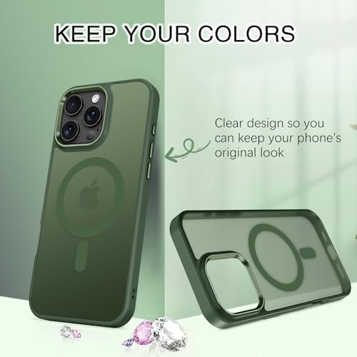 Image of BENTOBEN for iPhone 16 Pro Case [Compatible with Magsafe] Magnetic Matte Phone Case iPhone 16 Pro Translucent Slim Thin Shockproof Women Men Protective Cover Cases for iPhone 16 Pro 6.1 inch, Forest Green