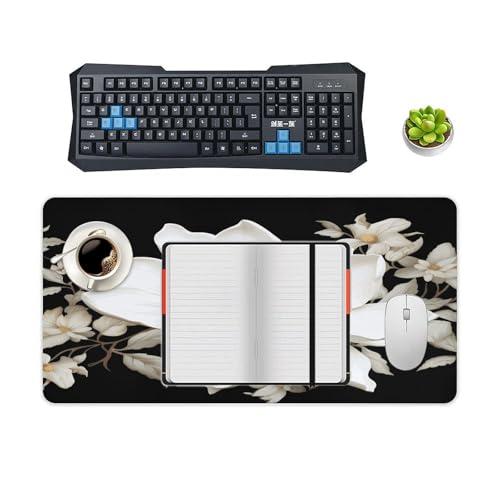 Alfombrilla Blanca Floral Rubber Base Grande 30x60 cm miniatura 4