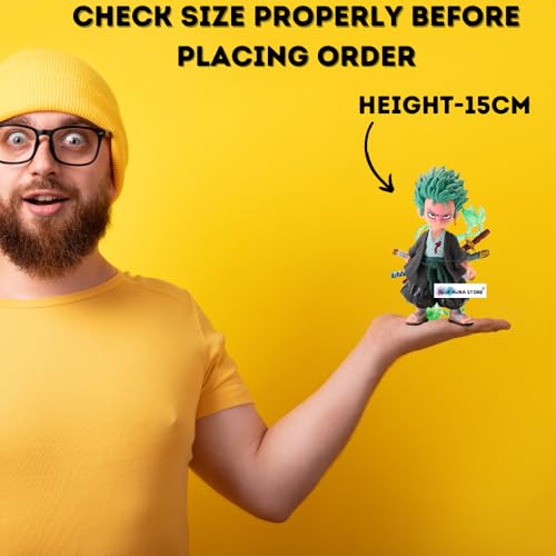 Image of Blue Aura Zoro Action Figure Height-15cm Multicolour PVC Collectible | Zoro AI Version Mini...