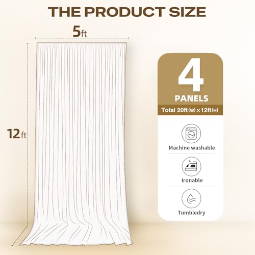 Image of 20ftx12ft Hunter Green Backdrop Curtains for Parties, Wrinkle Free Polyester Hunter Green Photo Backdrop Drapes 4 Panels 12 ft Long Back Drop Cloth for Wedding Birthday Photography Background Party
