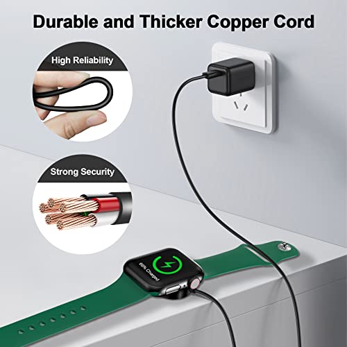 Image of 𝟐𝟎𝟐𝟔 𝐔𝐩𝐠𝐫𝐚𝐝𝐞𝐝 for Apple Watch Charger Magnetic Fast Charging Cable [Portable] Magnetic Wireless Charging Compatible with iWatch Series Ultra /10 /9 /8 /7 /6 /SE /SE2 /5 /4 /3-[1.6FT] Black