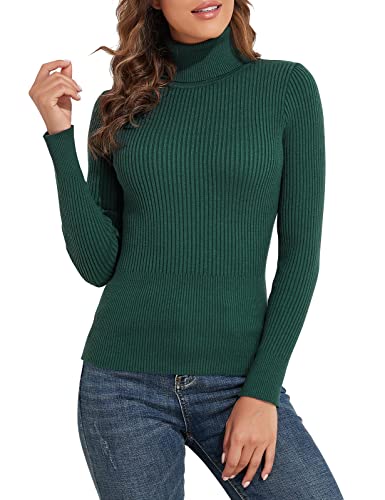 Image of PrettyGuide Women's Ribbed Turtleneck Long Sleeve Sweater Tops