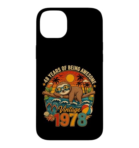 48th Birthday Retro Sloth Tropical Vintage 1978 48 Years Old �X�}�z�P�[�X iPhone 14 Plus �p