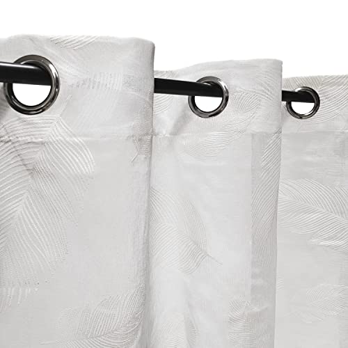 Atout Ciel Leaf Print Eyelet Net Curtain 140 x 240 cm White, W 55.1" x L 94.5" (1 Panels) - Image 4