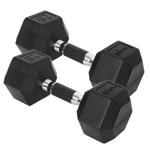 Dumbbell Hex- Rubber Grip - 25lbs - Pair
