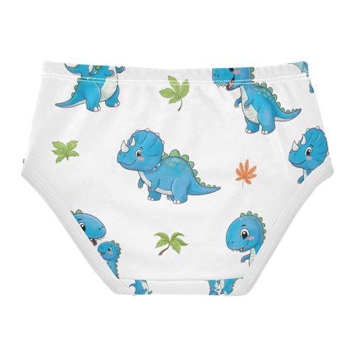 Cute Blue Cartoon Dinosaurs Toddler Underwear Girls, Girls' Cotton Brief Underwear, 2T–8 Years2