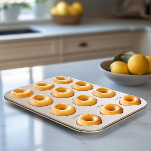 ZOOFOX 2 Pack Mini Donut Pan, 12-Cavity Nonstick Donut Molds for Baking, Heavy Duty Fluted Tube Baking Pan for Bagels, Doughnuts, Biscuit and Cake - Image 6