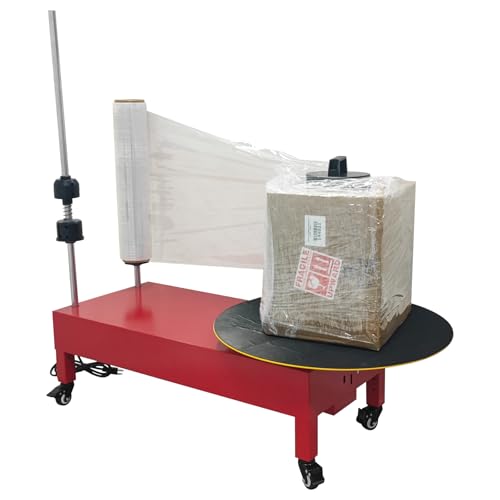 EQCOTWEA Electric Stretch Film Wrapping Machine Electric Pallet Wrapping Machine Double Shaft Film Dispenser Wrap Machine with 23.6