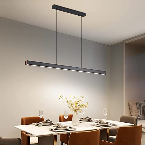 Dimmable 3000K-6000K Linear Pendant, 39 Inch Modern Led Pendant Light With Remote Control, Adjustable Cable Suitable For Office Dining Room Kitchen Island, Billiard Room #TOP5