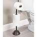 mDesign Classic Freestanding Toilet Roll Holder for 3 Rolls — Compact Toilet Paper Holder for Bathrooms and Toilets — Modern Loo Roll Holder Also for Jumbo Rolls — Bronze