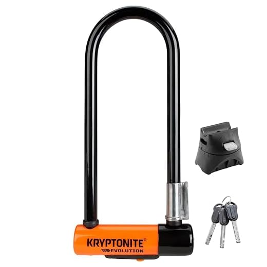 Kryptonite Evolution Mini-9 Bike U-Lock, Heavy Duty Anti-Theft Sold Secure Gold Bicycle U Lock, 14mm Shackle with Mounting Bracket and Keys, High Security Lock for E-Bike Scooter Road Mountain Bikes