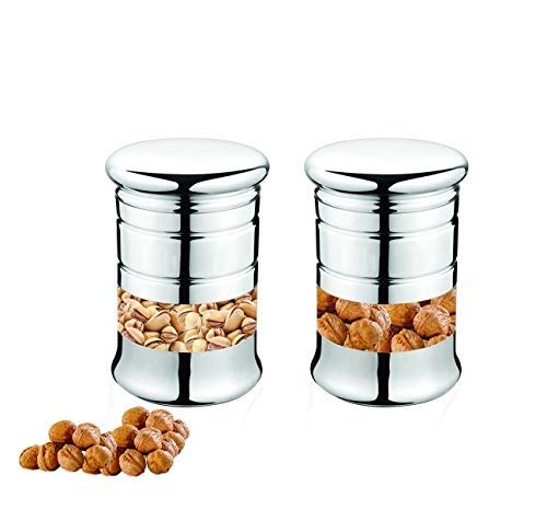 CLASSIC ESSENTIALS Elegant Canister set with Through Lid Glass Window Jar for Kitchen Storage (7cm_s/2)