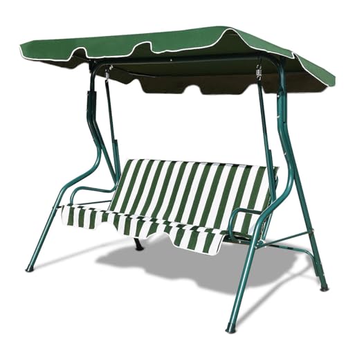 Balancelle 3 Places de Jardin 200 x 60 x 50 cm Confortable et résistante aux intempéries en Acier Polyester Vert 20_0010511
