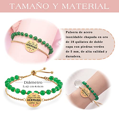 LParkin Pulsera Mujer Hermana Acero Inoxidable Regalo Cumpleaños Hermana Pulsera a la Mejor Hermana Ajustable2