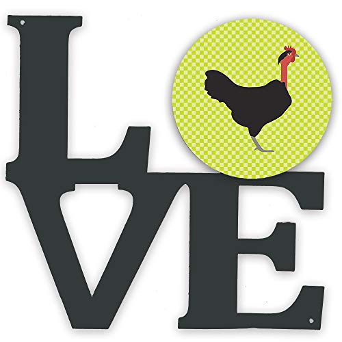 Caroline's Treasures BB7665WALV Naked Neck Chicken Green Metal Wall Artwork Love Indoor Outdoor Art Decor Patio, Bathroom, Kitchen Colorful Aluminum and Black Steel Sculpture