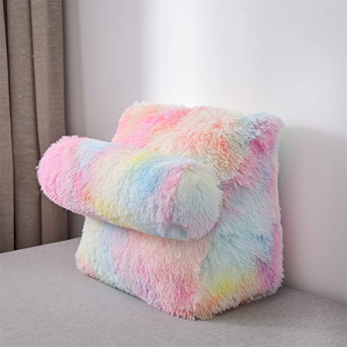 Holawakaka Bed Wedge Shaped Reading Pillow Triangular Bed Rest Pillows Tie Dye Adjustable Bolster Cushion With Lumbar Neck Back Support (Multi-Color) #TOP16