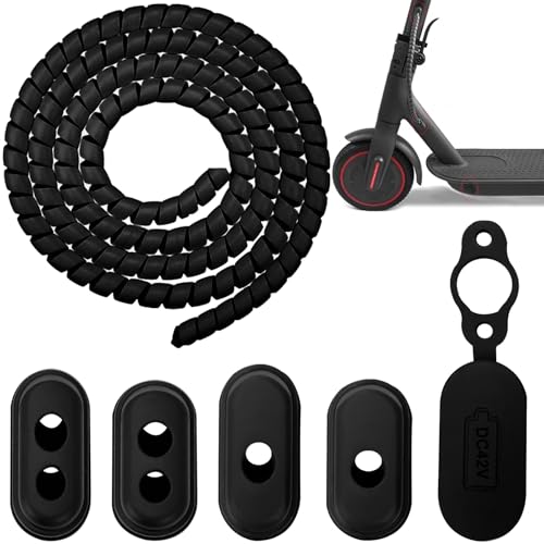 5stk Ladeanschlusskappe Für Elektroroller, Elektroroller Ladeanschluss wasserdichte Abdeckung, Ladeanschlusskappe Kompatibel mit Xiaomi 1S/M365/Pro Elektro Scooter, mit 100 cm Kabelschutzschlauch