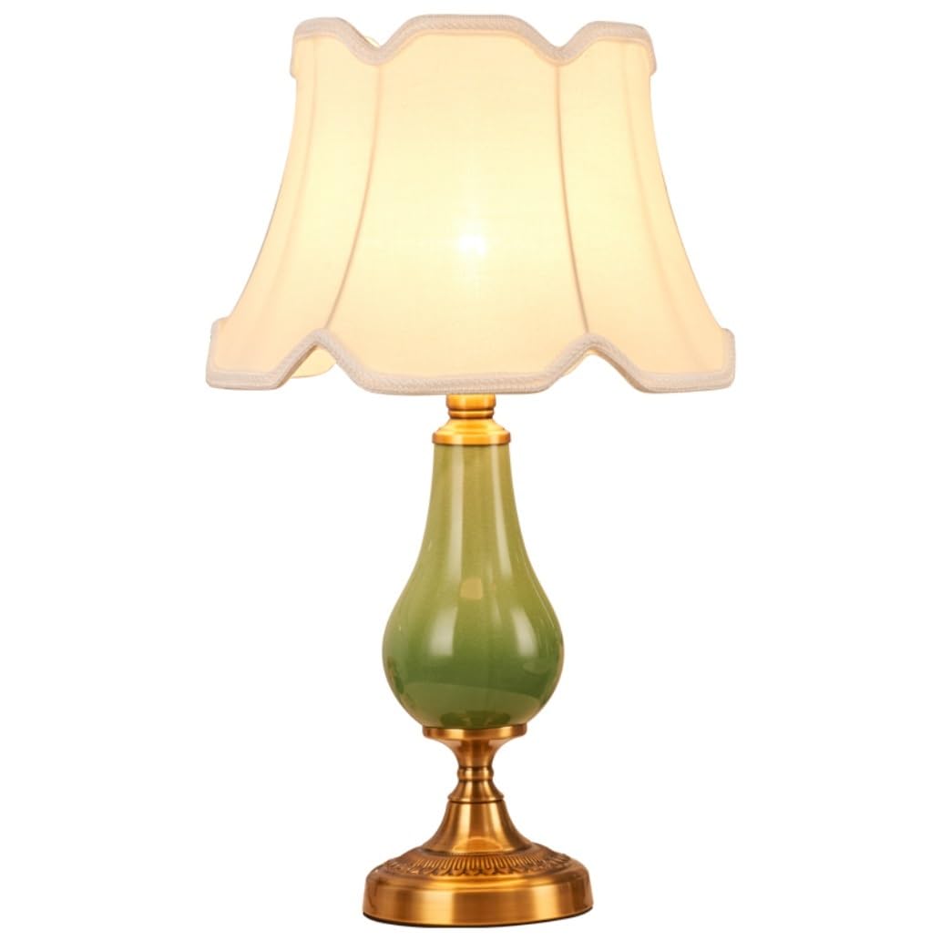 asdchZen Table Lamp Table Lamps For Living Room Ceramic Table Lamp Fabric Lampshade Bedside Lamp Creative Metal Nightstand Lamp Bedroom Living Room Decoration Bedside Lamps Lamp F,A