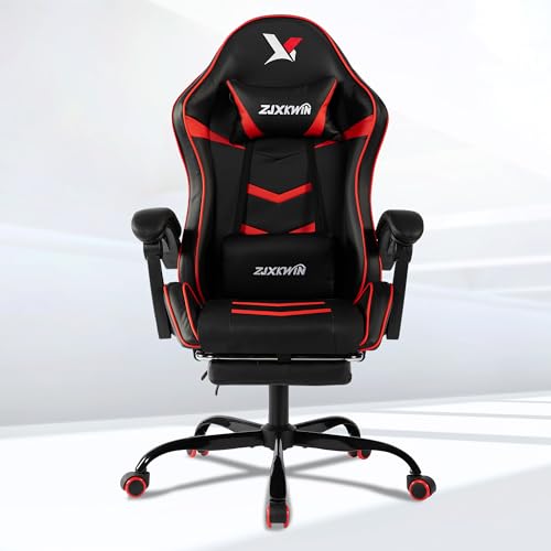 Image of Ergonomic Gaming Chair for Adults, Reclining Computer Office Desk Chair with Footrest, Pocket Spring Cushion,Linkage Armrests, Lumbar Support & Headrest, Heavy-Duty Enlarged Metal Base,Red